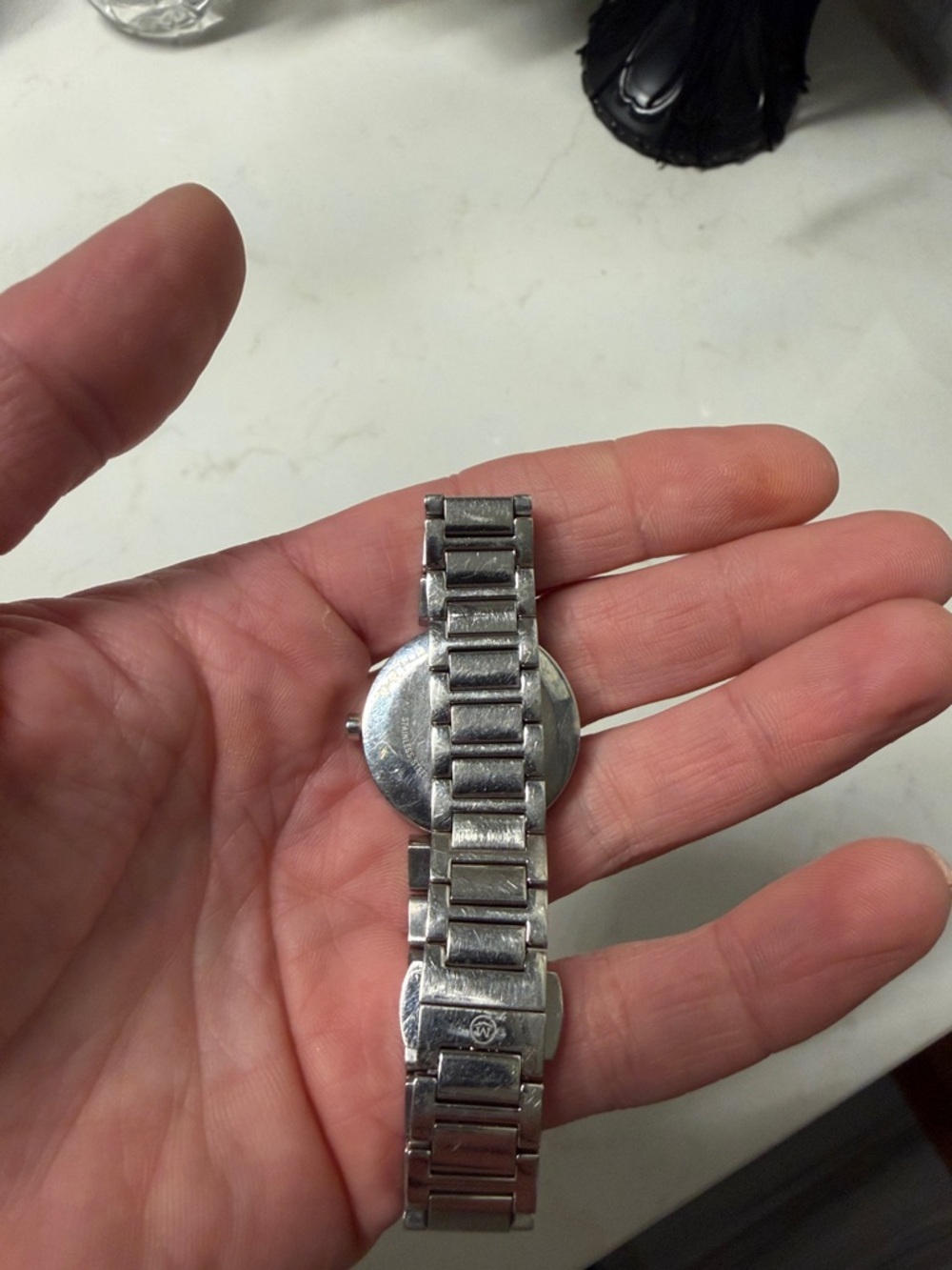 Movado Silver Bracelet Watch with Black Dial - Picture 10 of 10
